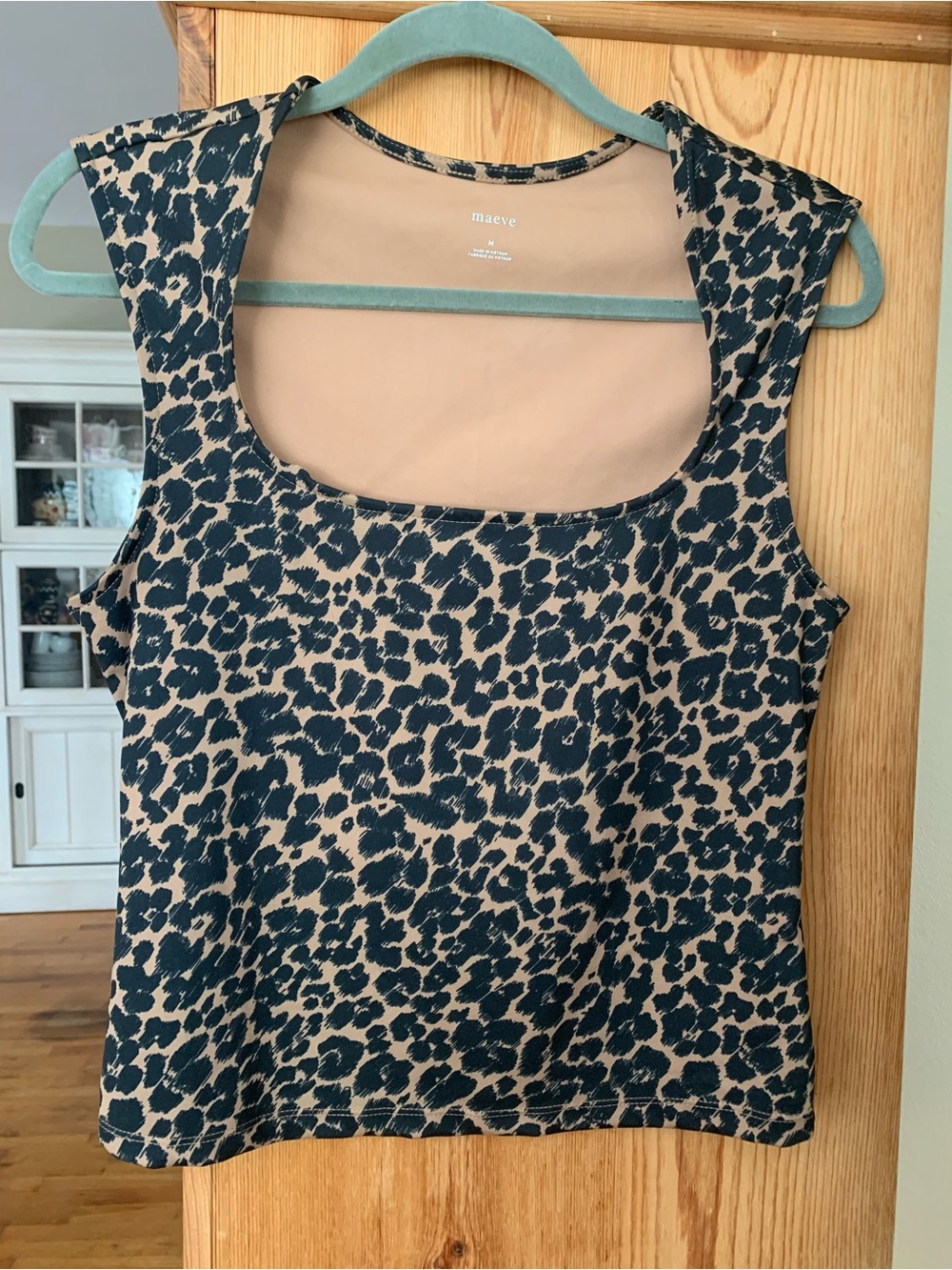 Maeve Tan and Black Leopard Scoop Neck Tank Top